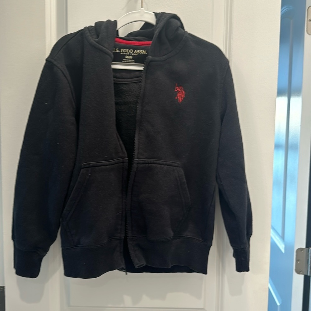 Black polo zip up sweatshirt